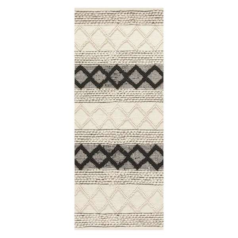 (B673) Found & Fable Noah Black & White Woven Runner, 2×5
