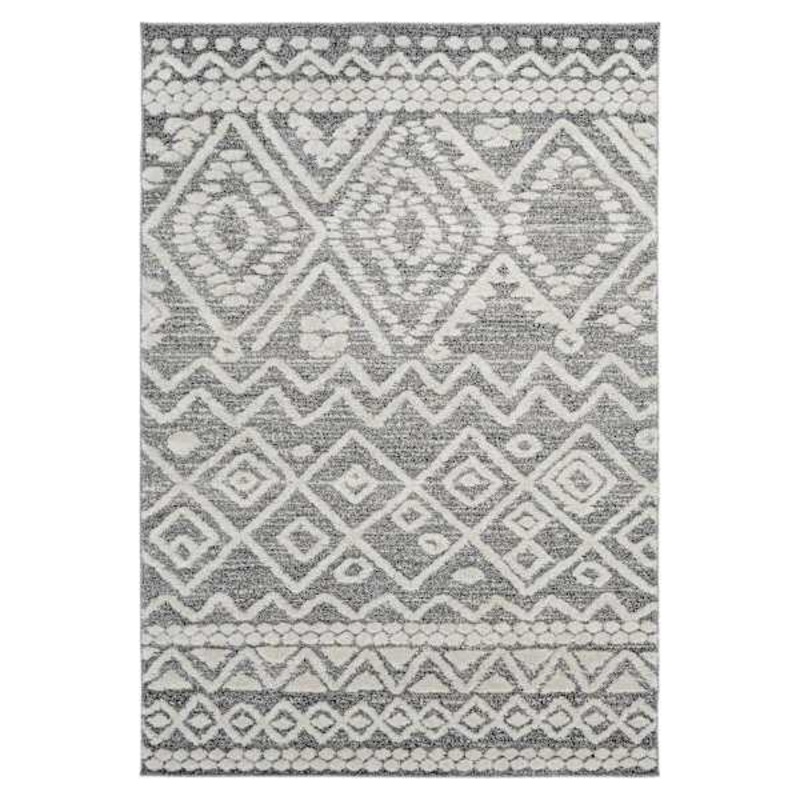 (B684) Grey House Tribal Woven Area Rug, 5×7