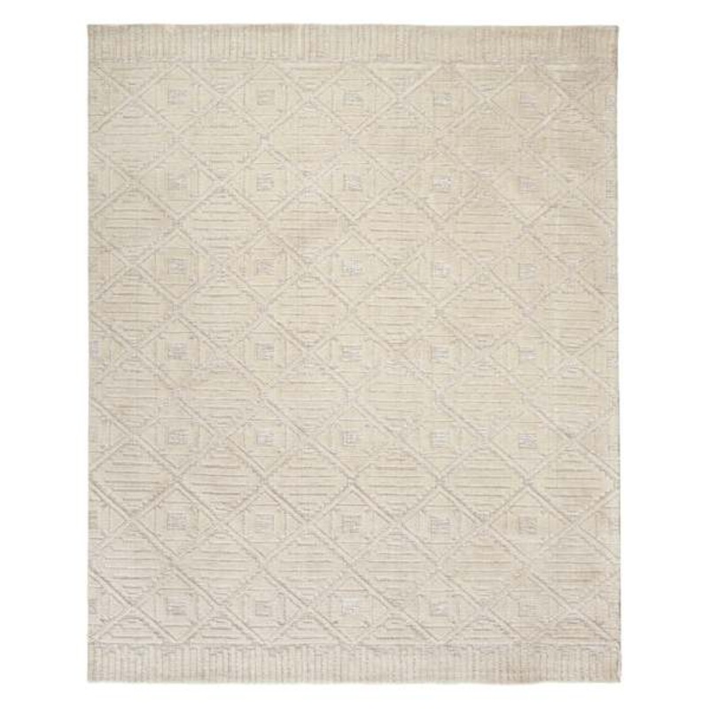 (B689) Crosby St. Sanremo Ivory Diamond Design Accent Rug, 3×5