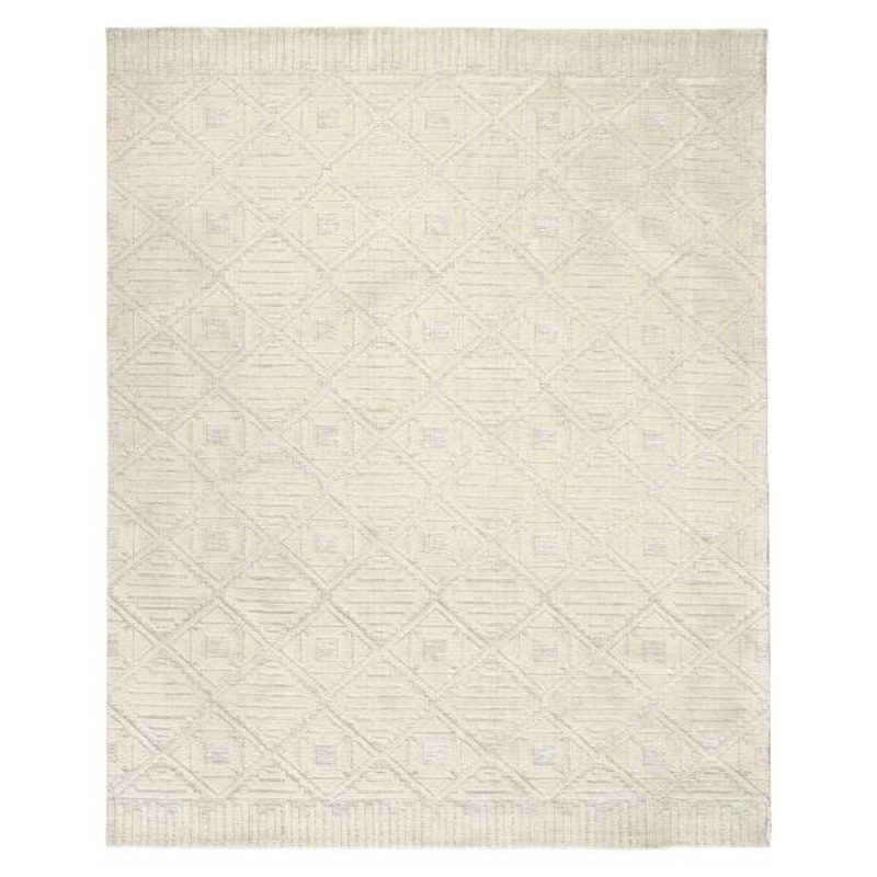 (B689) Crosby St. Sanremo Ivory Diamond Design Area Rug, 5×7