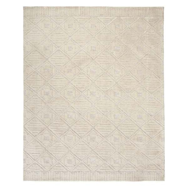 (B689) Crosby St. Sanremo Ivory Diamond Design Area Rug, 8×10