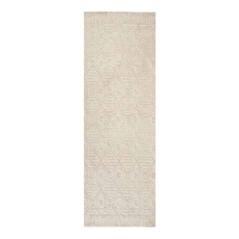 (B689) Crosby St. Sanremo Ivory Diamond Design Runner, 2×7