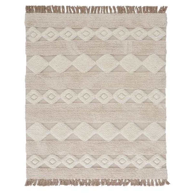 (B690) St. Marco Ivory Flatweave Diamond Design Accent Rug, 3×5
