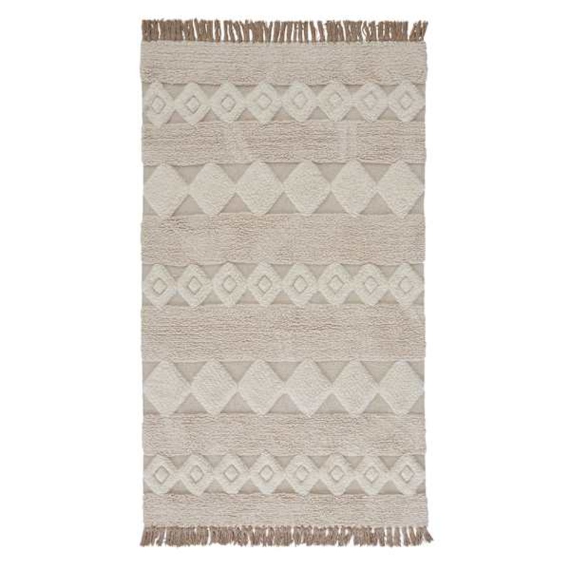 (B690) St. Marco Ivory Flatweave Diamond Design Runner, 2×7