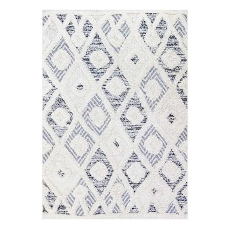 (B712) Found & Fable Gloria Cream Diamond Design Area Rug, 5×7