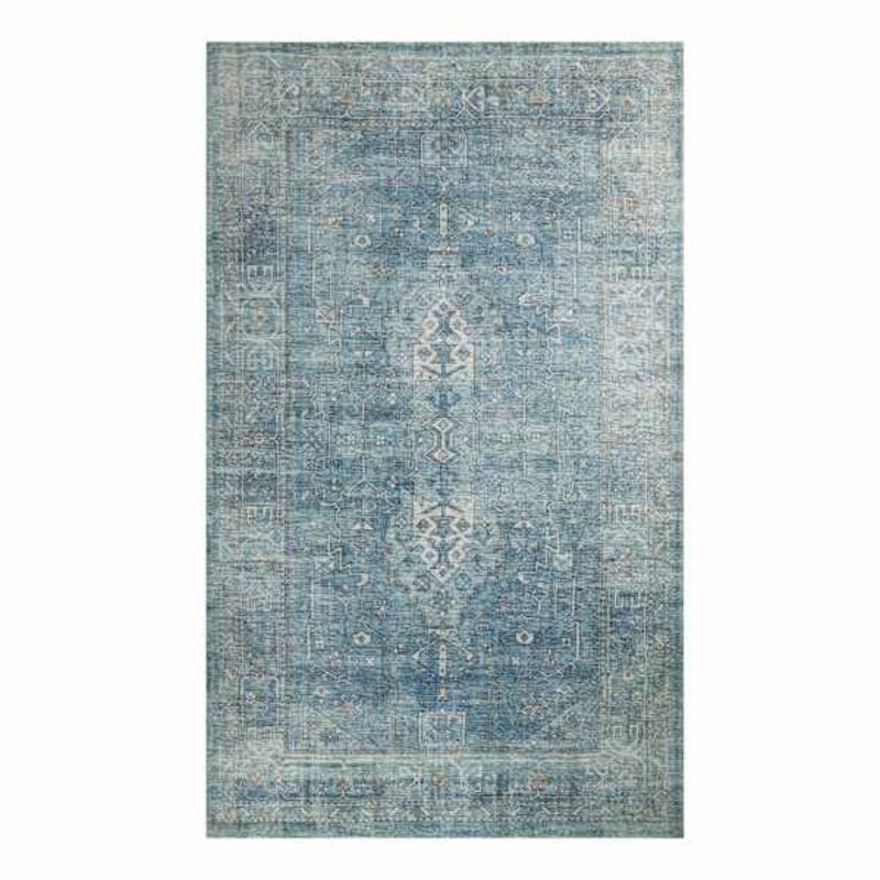 (B721) Alana Blue Medallion Accent Rug, 3×5