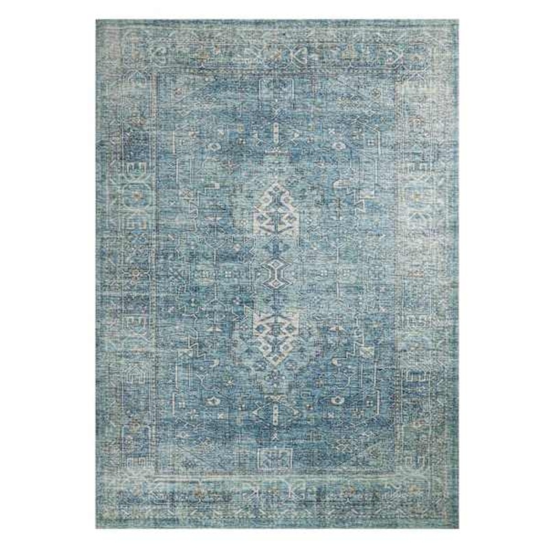 (B721) Alana Blue Medallion Area Rug, 5×7