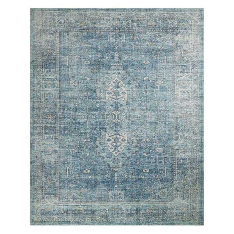 (B721) Alana Blue Medallion Area Rug, 8×10