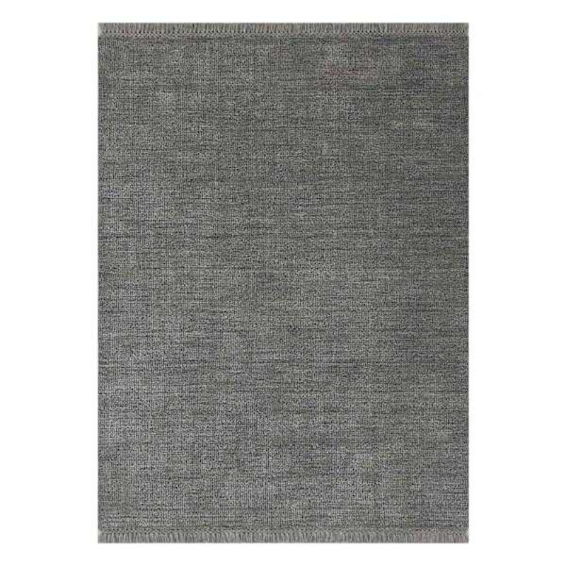 (B731) Crosby St. Hollis Grey Woven Fringe Area Rug, 5×7