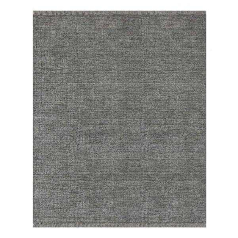 (B731) Crosby St. Hollis Grey Woven Fringe Area Rug, 8×10