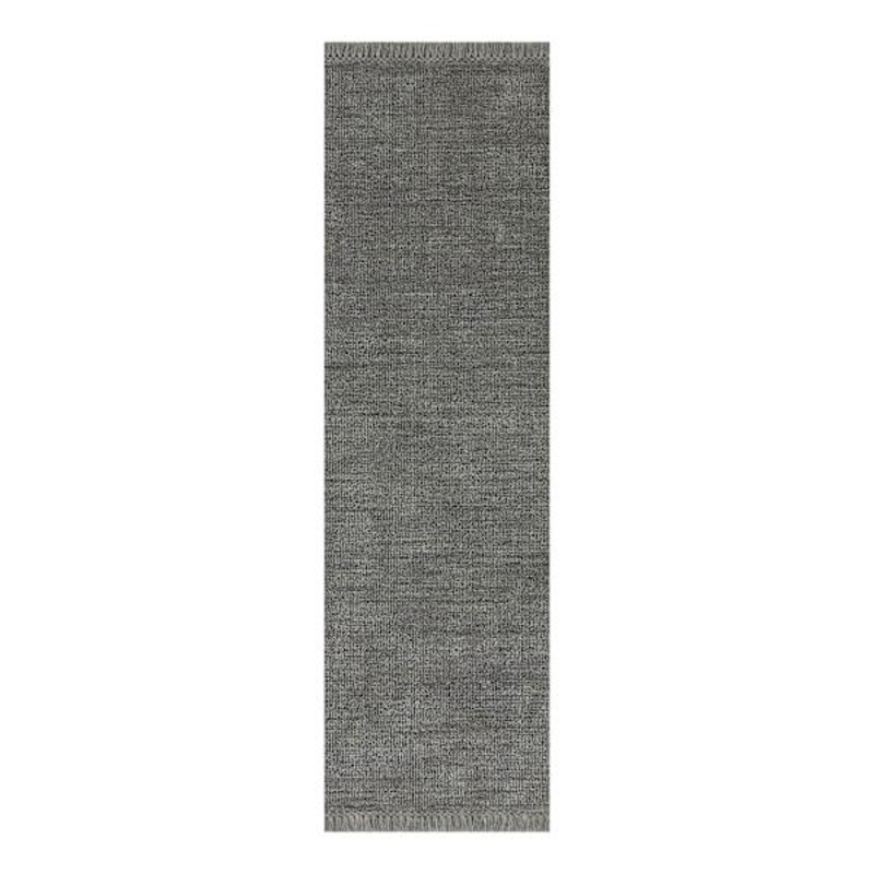 (B731) Crosby St. Hollis Grey Woven Fringe Runner, 2×7