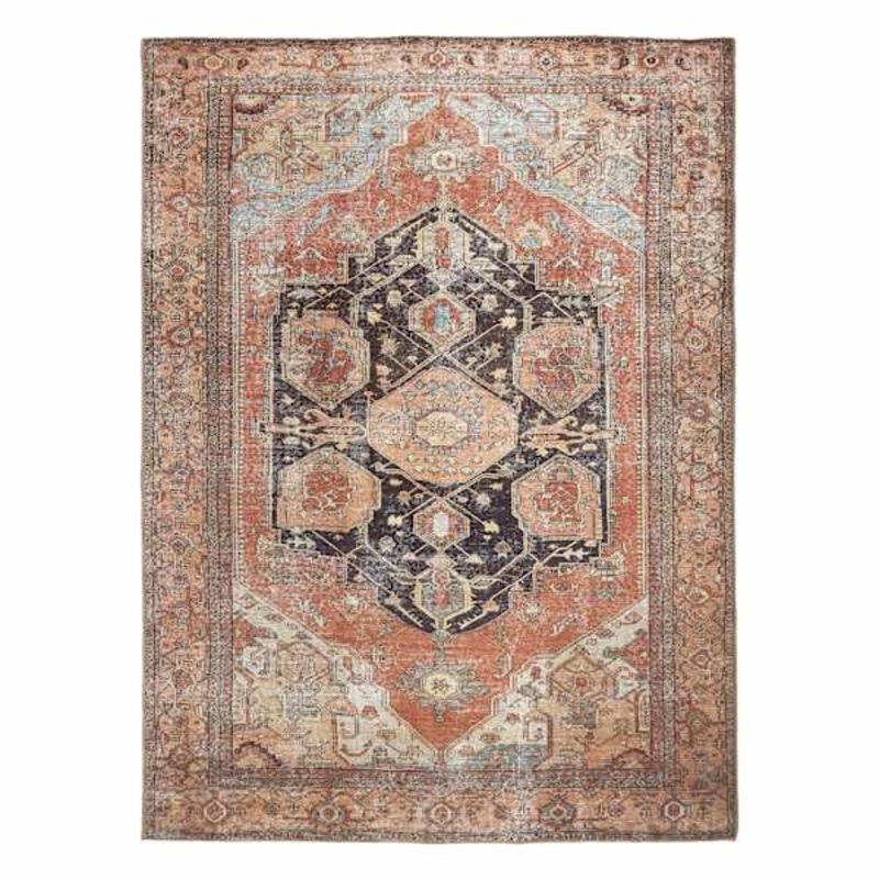 (B753) Riley Brown Multicolor Medallion Area Rug, 8×10