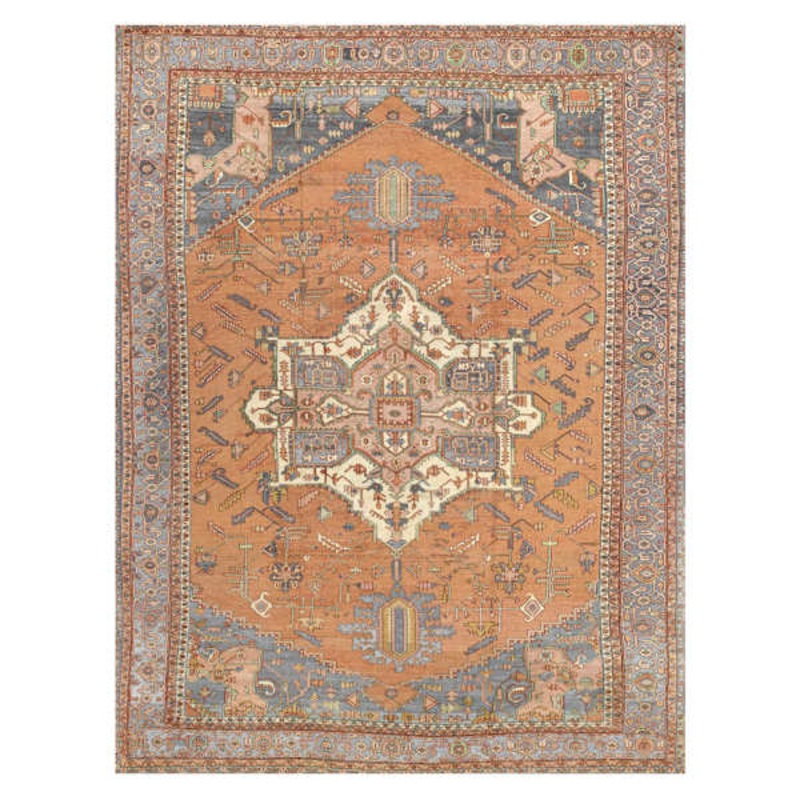 (B755) Aria Orange Multicolor Medallion Area Rug, 5×7