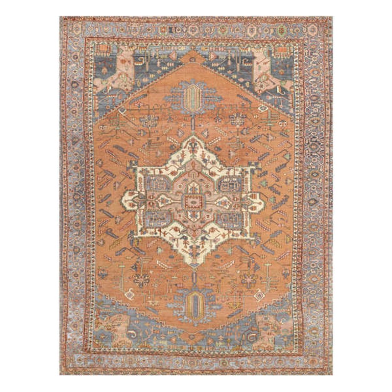 (B755) Aria Orange Multicolor Medallion Area Rug, 8×10