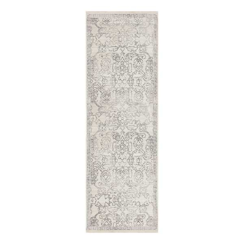 (B762) Cypress Ivory Floral Runner, 2×7