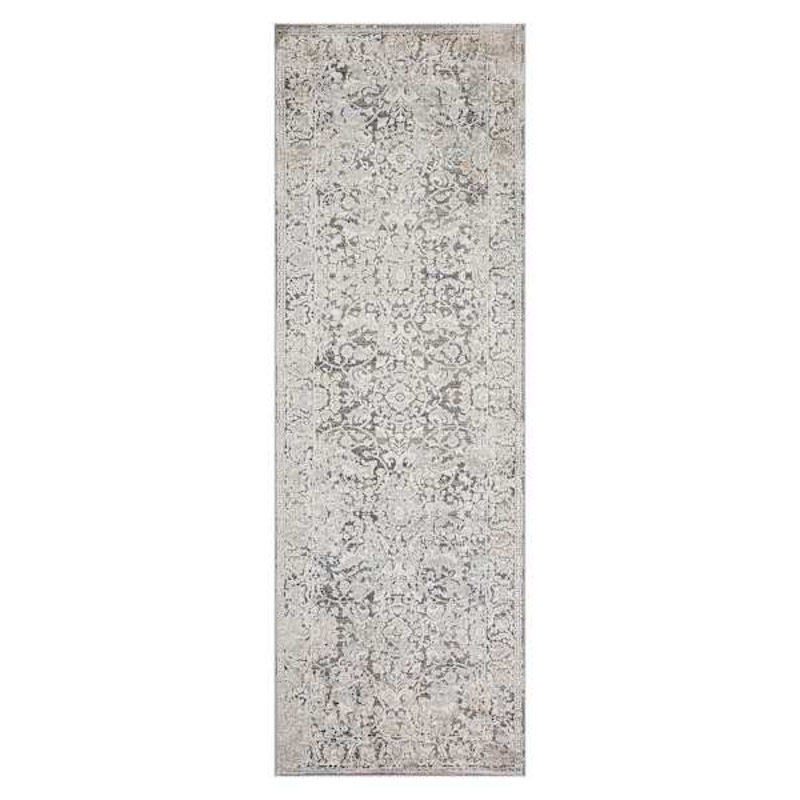 (B769) Helena Grey Floral Runner, 2×7