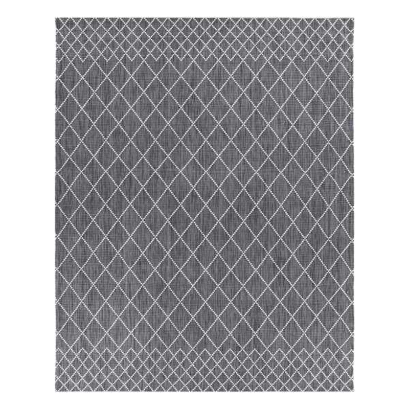 (B772) Tribal Grey Diamond Design Area Rug, 8×10