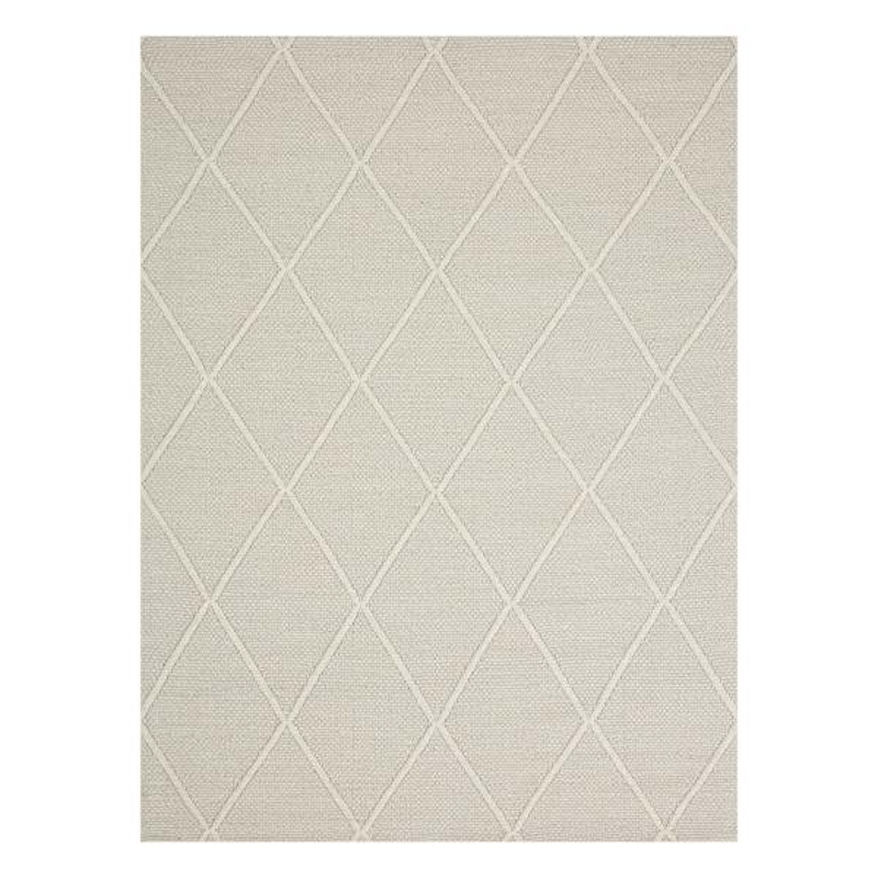 (B782) Wesley White Diamond Design Area Rug, 5×7