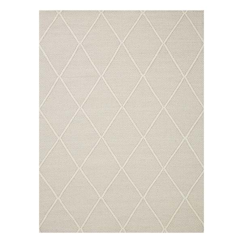 (B782) Wesley White Diamond Design Area Rug, 8×10
