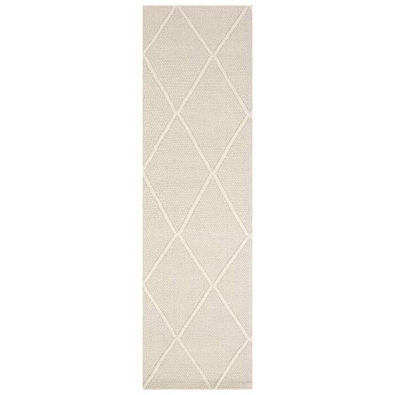 (B782) Wesley White Diamond Design Runner, 2×7