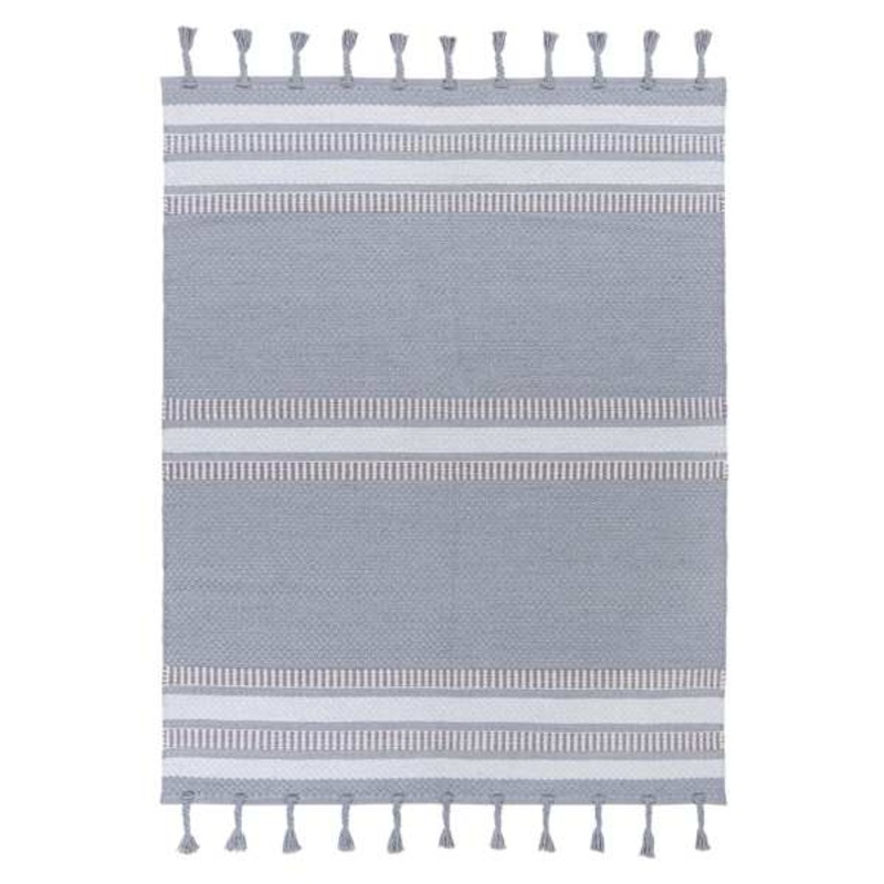 (B800) Grey & Ivory Striped Area Rug, 8×10