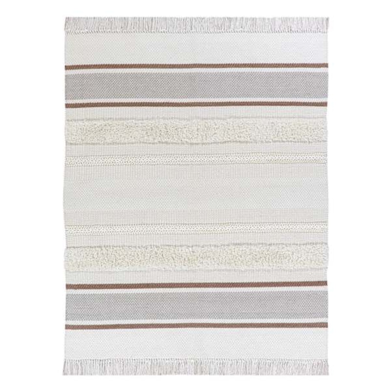(B801) Honeybloom Ivory Striped Area Rug, 8×10