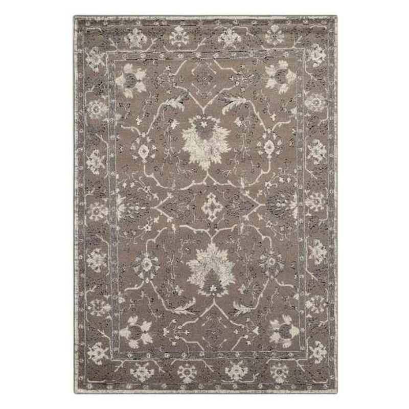 (B803) Antiqua Dark Grey Floral Accent Rug, 3×4