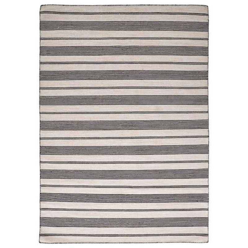 (B804) Santiago Navy & Ivory Striped Area Rug, 7×9