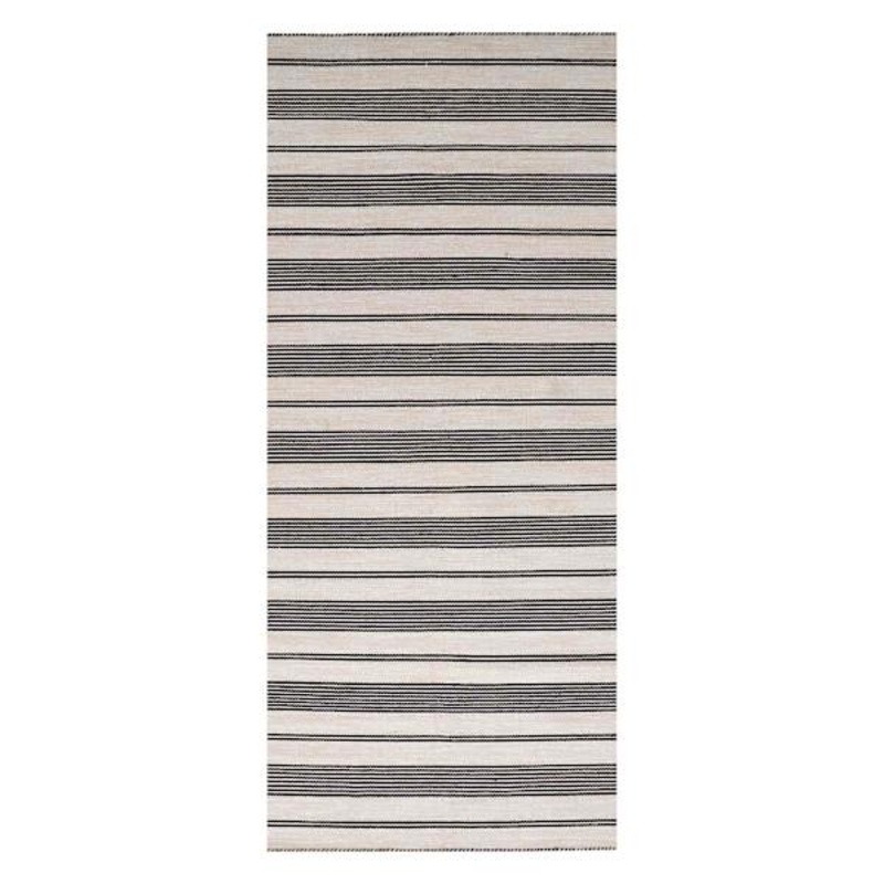 (B804) Santiago Navy & Ivory Striped Runner, 2×8