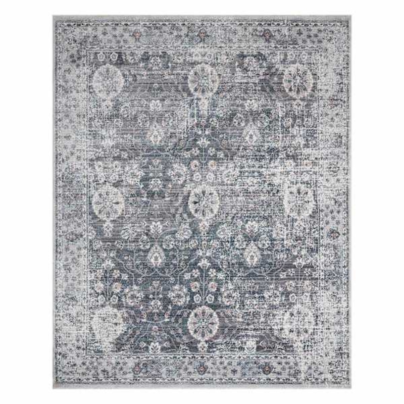 (B807) Cypress Grey Medallion Area Rug, 5×8