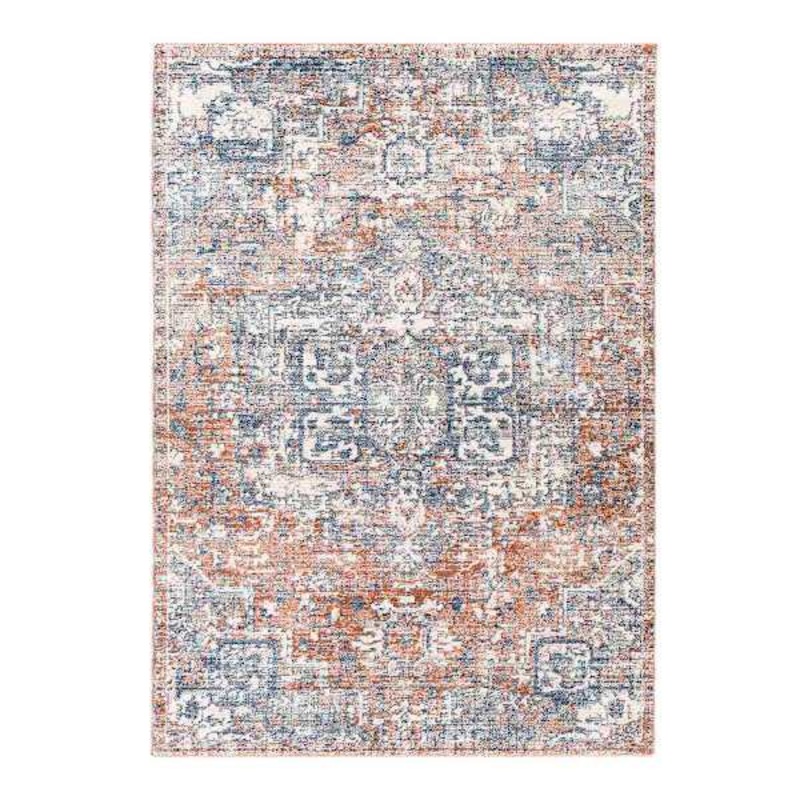 (B811) Amore Rust & Blue Medallion Area Rug, 8×10