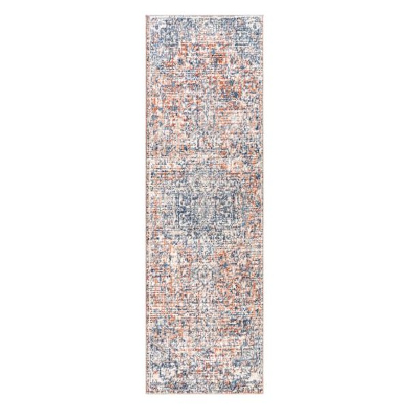 (B811) Amore Rust & Blue Medallion Runner, 2×8