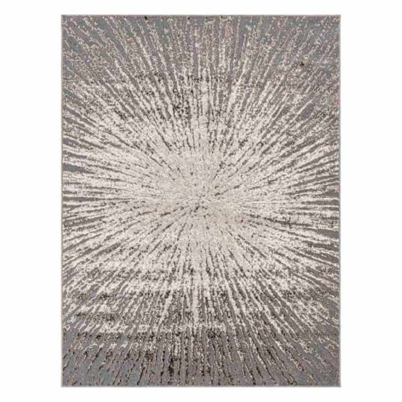 (B812) Firenze Grey & Black Starburst Area Rug, 5×7