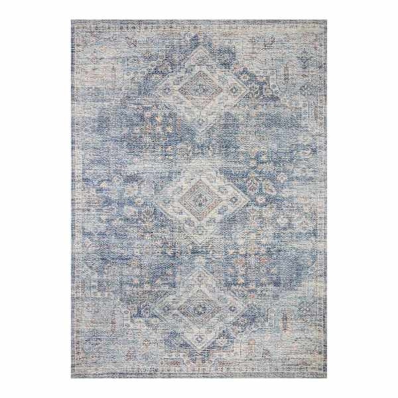 (B822) Whittington Blue Floral Medallion Area Rug, 5×7