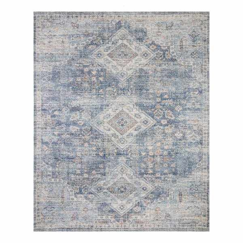 (B822) Whittington Blue Floral Medallion Area Rug, 8×10