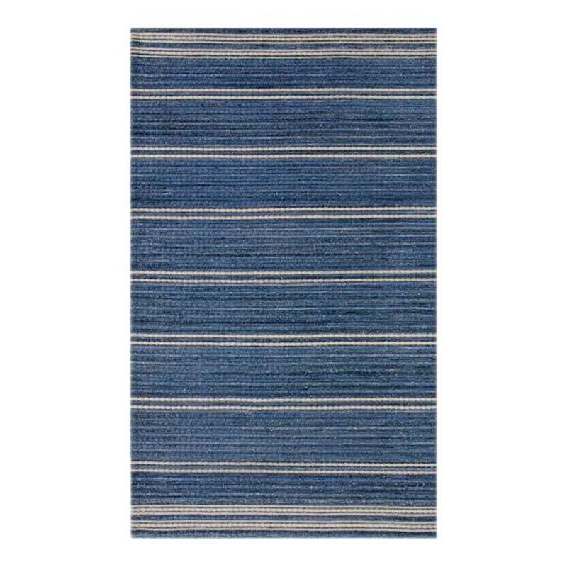 (B824) Terrace Indigo Striped Flatweave Accent Rug, 3×5