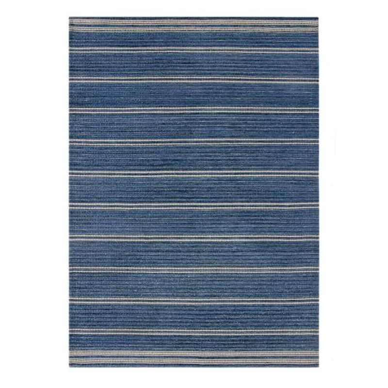 (B824) Terrace Indigo Striped Flatweave Area Rug, 5×7
