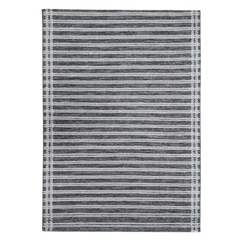 (B831) Goa Leni Black & Grey Area Rug, 5×7