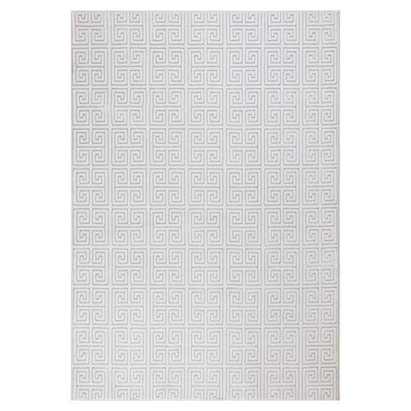 (B839) Providence Onix Grey Greek Key Area Rug, 5×7