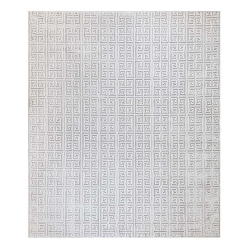 (B839) Providence Onix Grey Greek Key Area Rug, 8×10