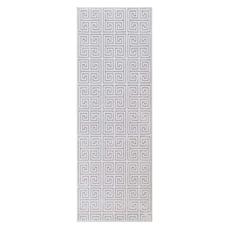 (B839) Providence Onix Grey Greek Key Runner, 2×6
