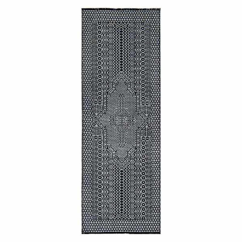 (B840) Found & Fable Bodrum Grey Tribal Medallion Runner, 2×6