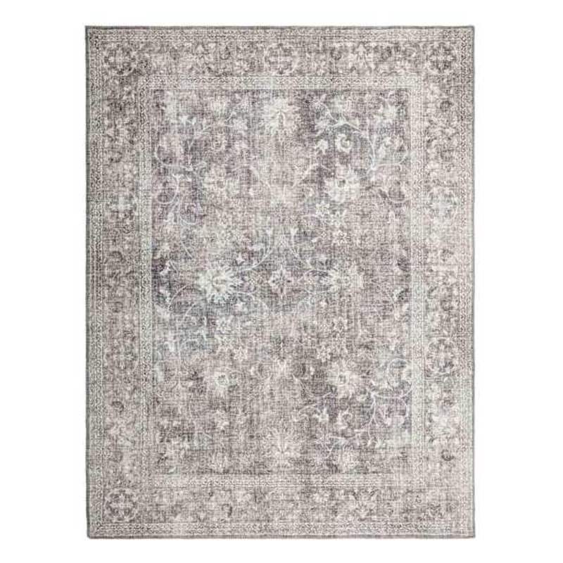 (B844) Vintage Distressed Medallion Area Rug, 7×10