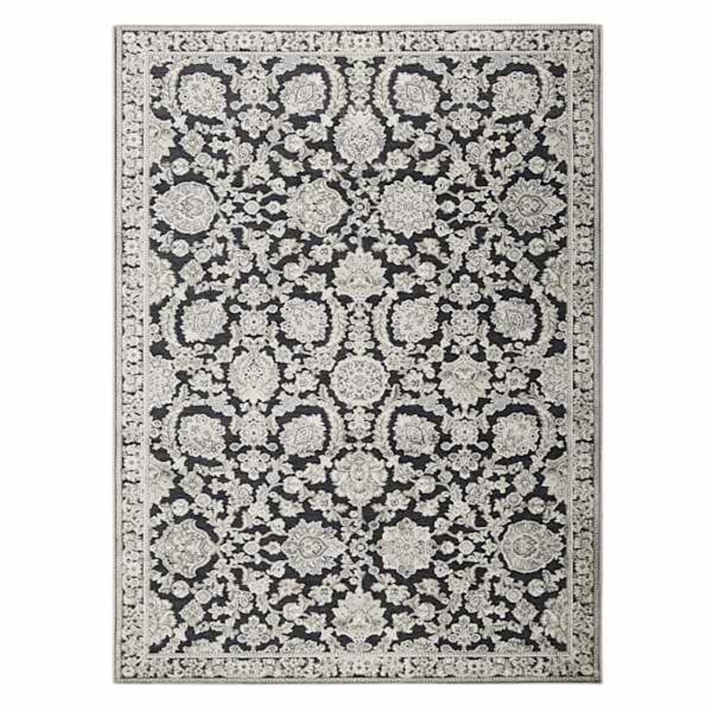(B845) Providence Tiffany Grey Floral Area Rug, 5×7