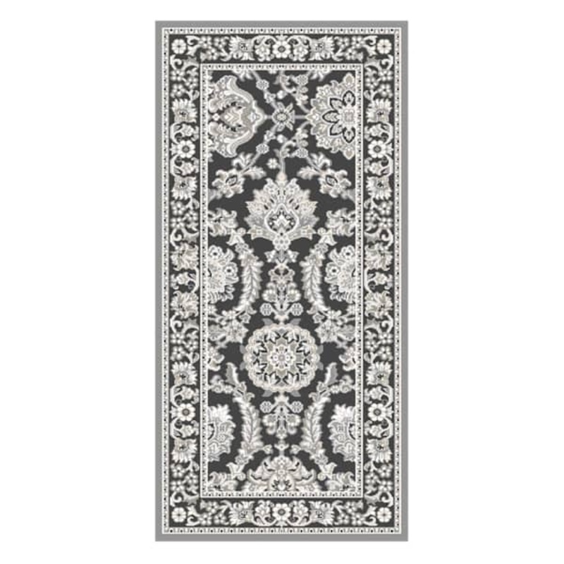 (B845) Tiffany Grey Floral Runner, 2×7