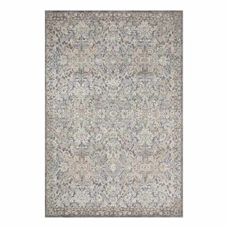 (B849) Providence Villa Grey Floral Area Rug, 5×8