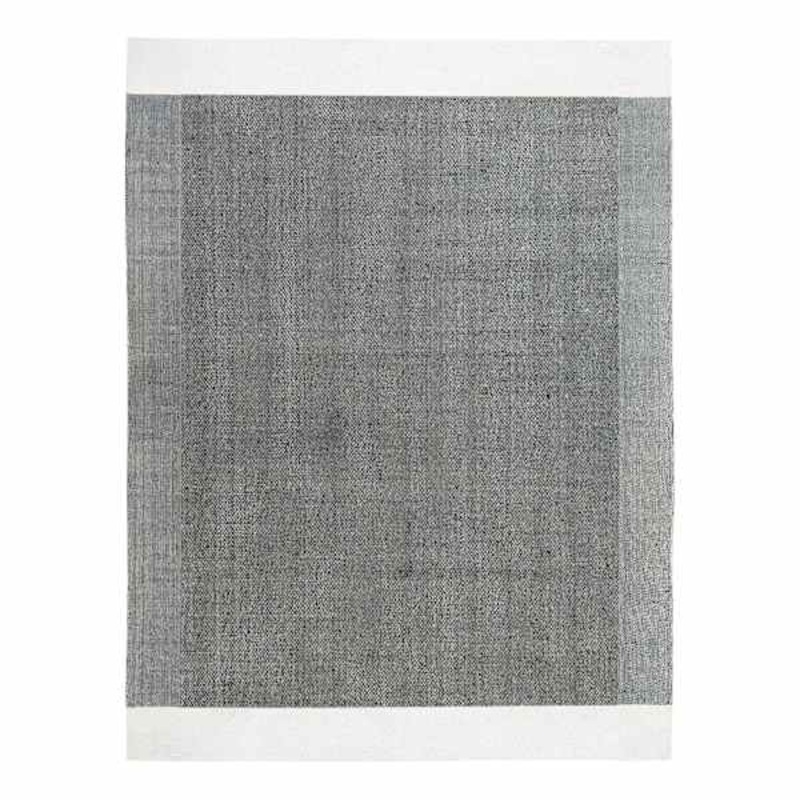 (B854) Agra Black & White Woven Area Rug, 5×7