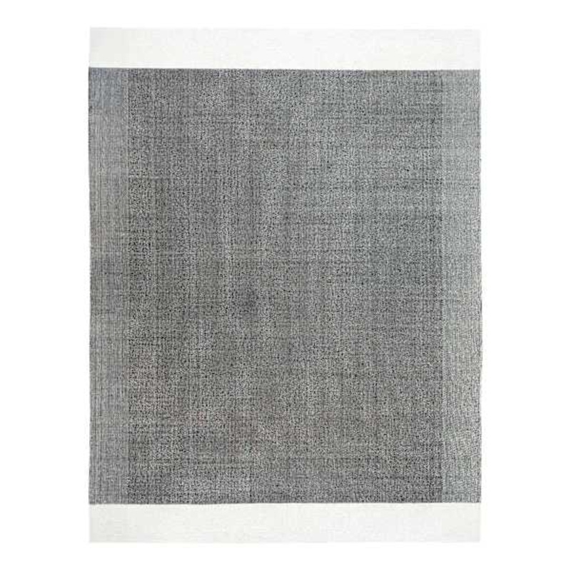 (B854) Agra Black & White Woven Area Rug, 7×9