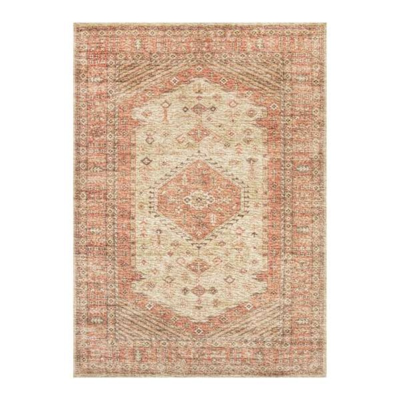 (B858) Rune Red Multi Area Rug, 5×7