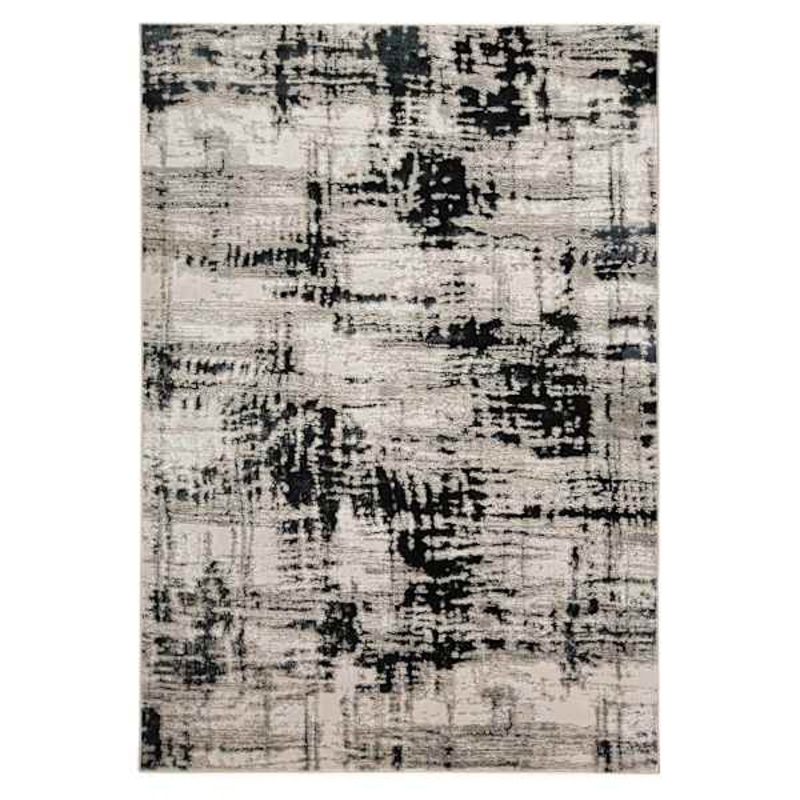 (B869) Crosby St. Mackenzie Neutral & Black Abstract Accent Rug, 3×5